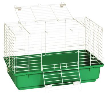 Features rounded corners and evenly spaced wire for hanging feeders and waterers.