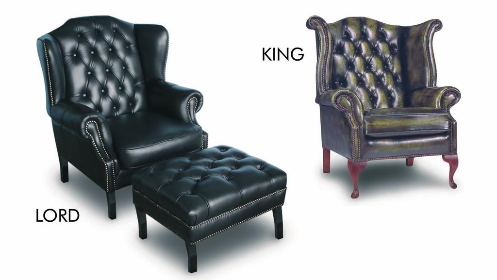 LORD & KING Material: Full leather 1 seater Lord: W. 93 cm x H. 105 cm x D.