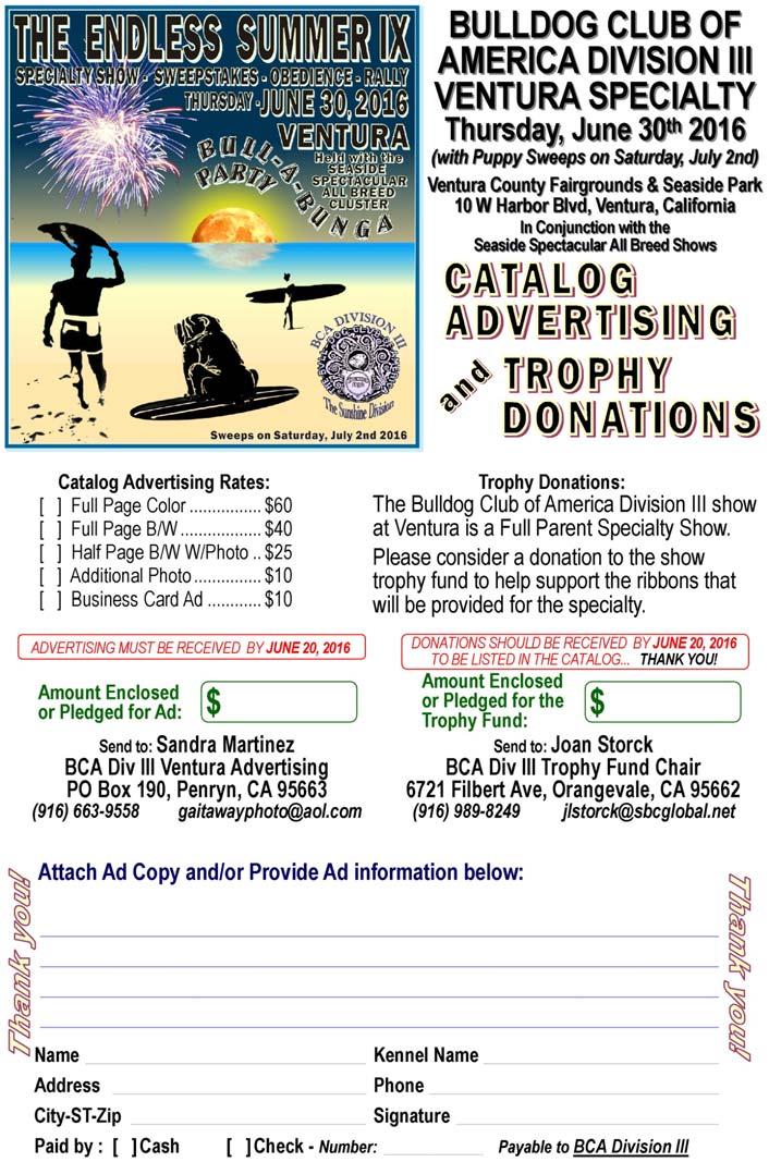 PLEASE HELP TO MAKE THIS SHOW A SUCCESS WITH YOUR SUPPORT OF ADVERTISING IN THE SHOW CATALOG AND TROPHY
