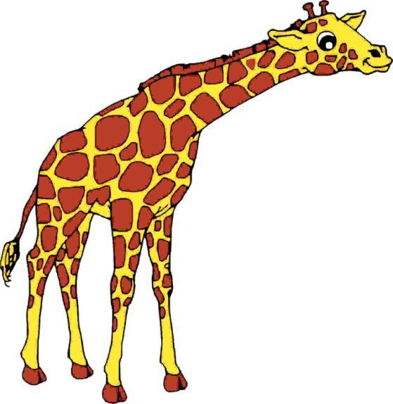 The Giraffe A giraffe has a very long neck. They eat leaves from the top of trees. A giraffe is the tallest of all land mammals. They can grow to be 18 feet tall.