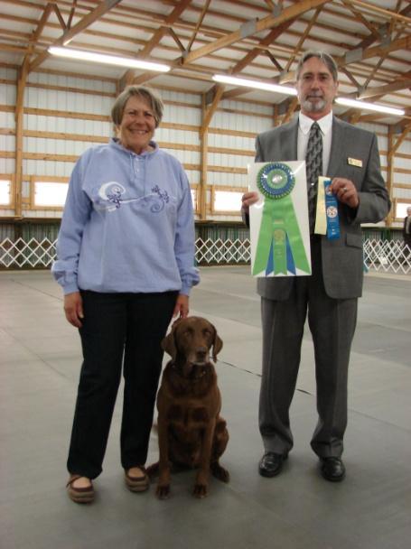 **** Sheridan Wilson Sheridan has attended four AKC confirmation classes with her Portuguese Water Dog, Sagmar Shadow's Lunar Eclipse (Lunar) and has received first in all four of the puppy classes.