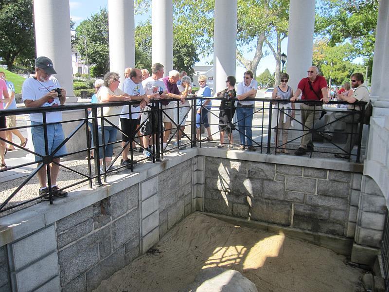 After, we walked across the street to view the Plymouth Rock hear the story of the Pilgrim s difficult voyage and landing in December