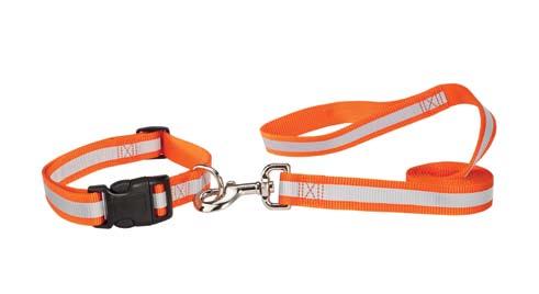 Leads have nickel-plated swivel clips. Harnesses (available in Orange only) are fully adjustable for a secure fit, with a D-ring on back for easy leash attachment. Bright colors are stylish and safe.