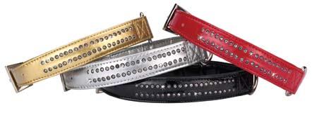 Collars and Leads These padded, faux-croco collars and leads abound with sparkling rhinestone accents.
