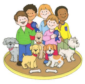 blue ribbon Talk About It 1. Why did Caleb and Abby train their puppies? 2. How well do you think the children trained the dogs? Write About It 3. What kind of pet would you like to have?