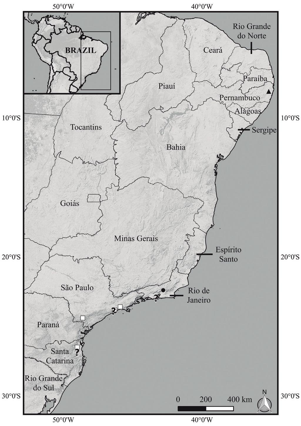 Sturaro Atlantic Ocean Figure 3. Distribution of Placosoma cordylinum and P. champsonotus. White squares = records of P. champsonotus based on literature (see text for details).