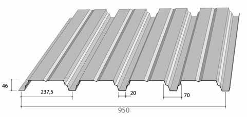 Steeldecks Hacierco 46/237-4T Nominal core thickness (mm) 0.75 0.88 1.00 1.25 Weight (kg/m 2 ) 7.34 8.62 9.79 12.