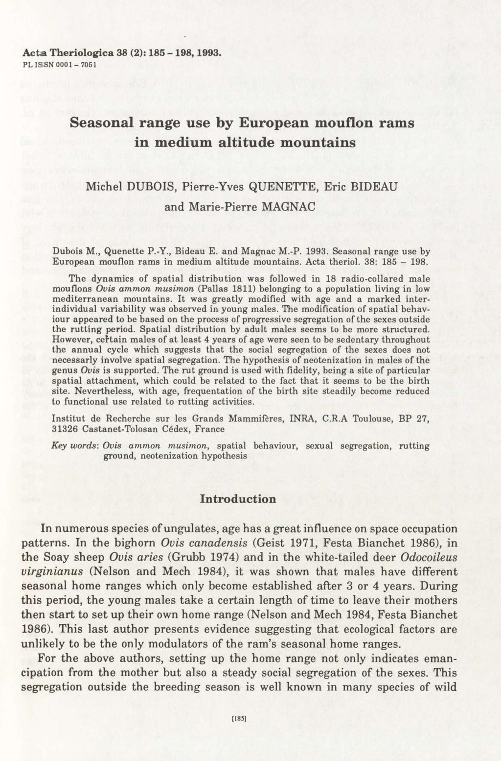 Acta Theriologica 38 (2): 185-198,1993.