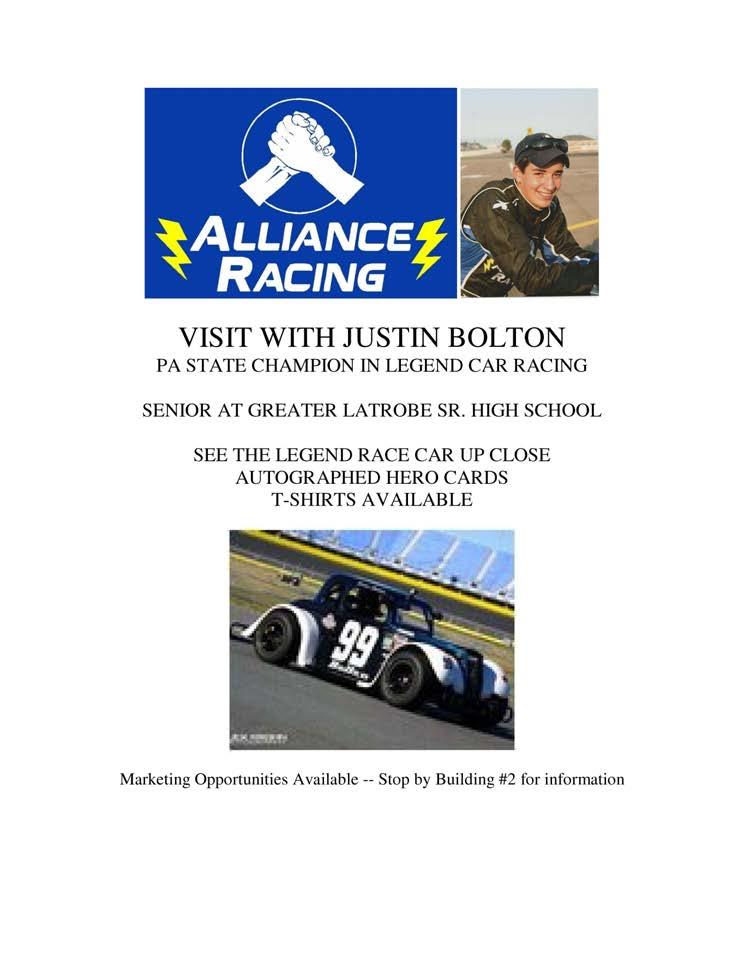 2 For the 2012 season, Justin Bolton, a Senior at Greater Latrobe High School, raced in the INEX sanctioned Legend Car series in the Semi-Pro division.