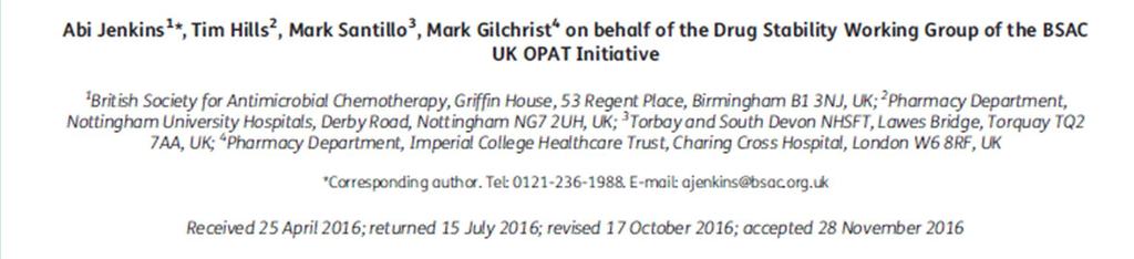 OPAT survey in 2013 in UK showed that OPAT services (23 of 120) use pre-filled devices for continuous infusion.