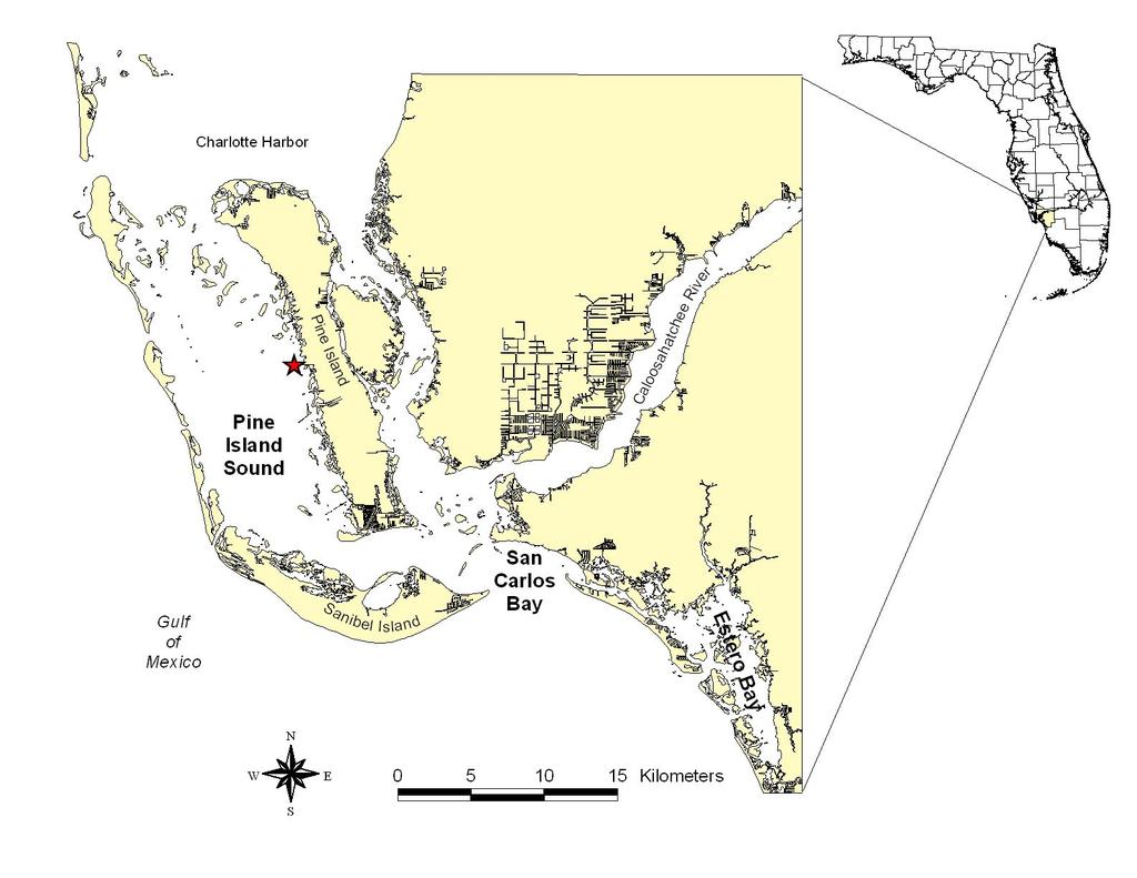 Figure 1. Map of the coastal waters in western Lee County, Florida.