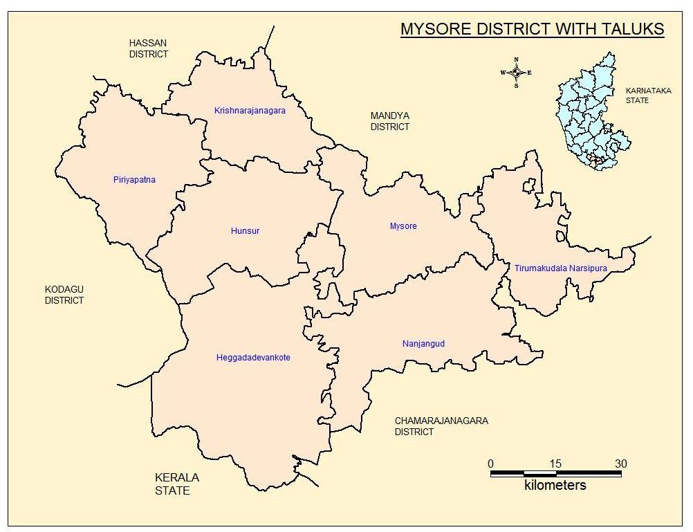 2011 Census Mysore District has a population about 30 lakhs making it third largest district in Karnataka. The District Population density is 437 inhabitants per square kilometers.