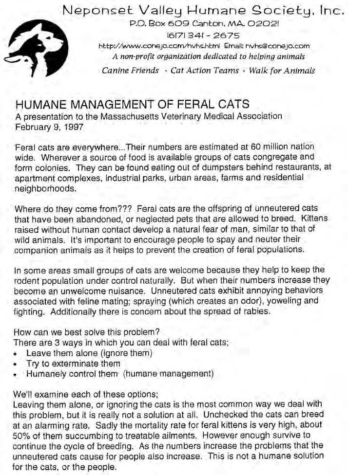 Humane Management of Feral Cats (presentation) A6 How to