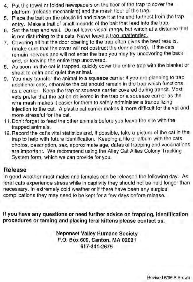 Feral Cat Trapping Notes A12 How to Create a