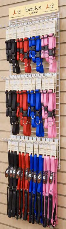 99 Rack, hooks and header included! 16" 4-color Basics display. 72 pieces, 48 collars and 24 leashes.