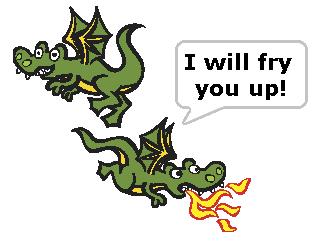 If the dragon is flying and not saying anything, then he is not touching the first dragon. Move him a bit up so that he does touch it. You need to give the first dragon a chance to be saved.