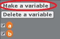 The variable «a» as well as several orange blocks will appear.