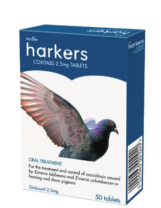 COXITABS Coxitabs is an effective oral treatment and control of coccidiosis caused by Eimeria labbeana & Eimeria columbarum in homing and show pigeons.
