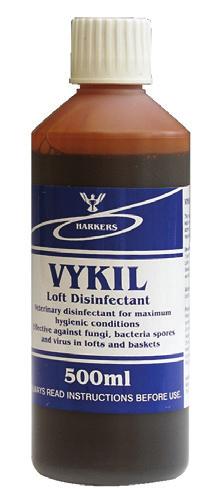 VYKIL LOFT DISINFECTANT The regular use of Vykil Loft Disinfectant enables pigeons to be kept in optimum hygiene conditions.