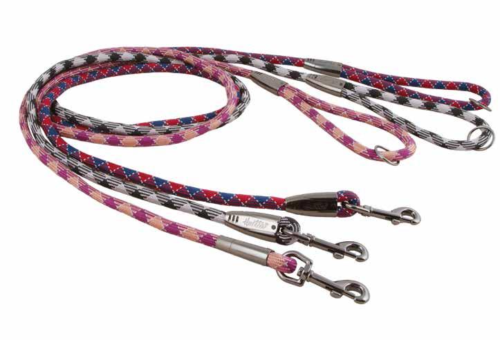 When choosing a leash, thickness is determined by dog breed and size and length by purpose of use. AsH/ Heather/ Geranium lingon/ river Description 932899 932904 932909 11mm x 1.