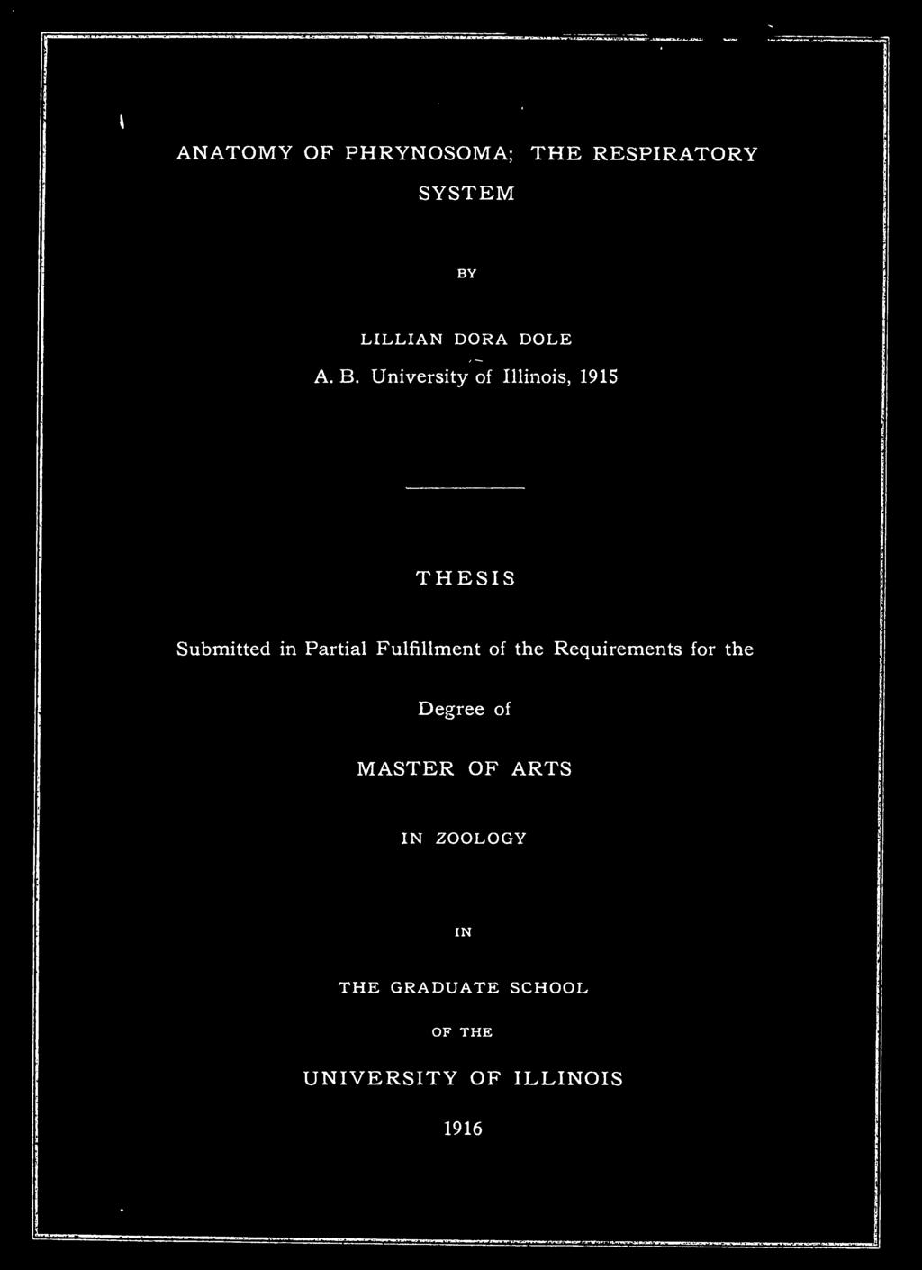University of Illinois, 1915 THESIS Submitted in Partial