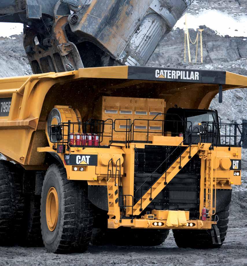 MINING AND QUARRY The electric drive system on the Cat 795F AC Mining Truck provides the best braking and control in the industry.