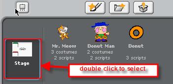 To do so, double click the Stage icon to select.