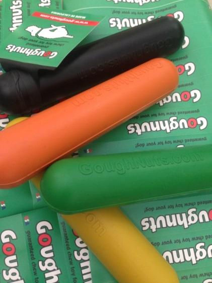 Restricted, for puppies 25 pounds and under The.75 Medium Goughnuts Stick; variety of colors; black is the most durable.