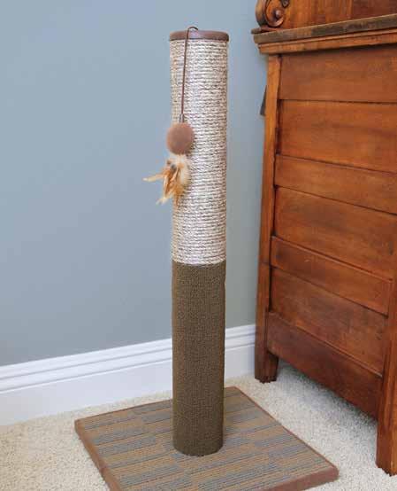 and sisal reversible scratcher with refillable catnip pouch and catnip feather toy