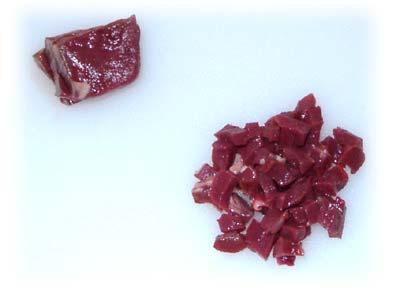 Beef Heart and Paste Foods Beef heart, trimmed of fibrous tissue and fat, can be frozen, then grated to produce "worm-like" pieces.