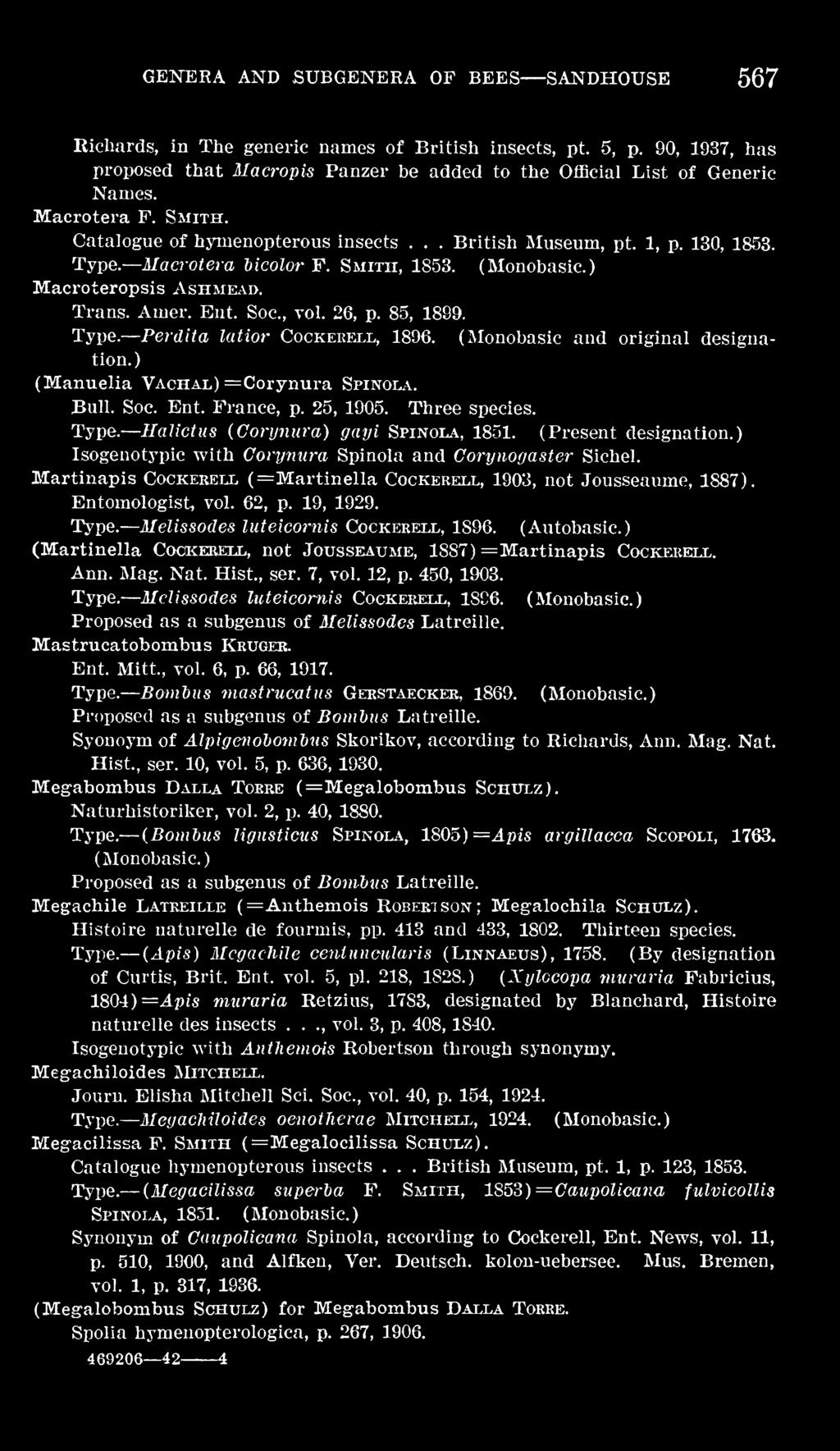 85, 1899. Perdita latior Cockerell, 1896. (Monobasic and original (Manuelia Vachal) =Corynura Spinola. Bull. Soc. Ent. France, p. 25, 1905. Three species. Halictus (Corynura) gayi Spinola, 1851.