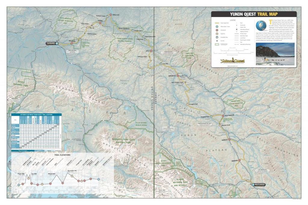 Yukon Quest Trail Map, musher route