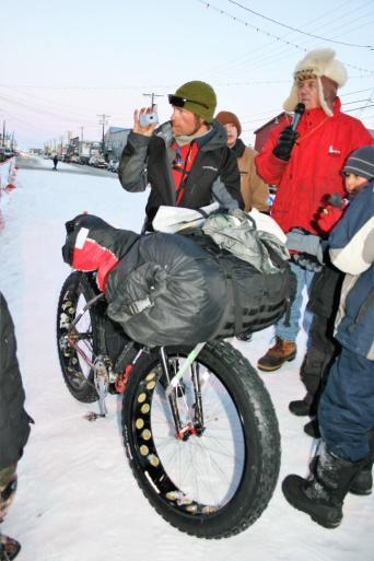 Team arriving in Yenta, Jr Iditarod 2011 Snowmachine and sled 2011 Jr