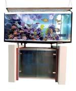 140 x 70 x 60 m), glass thickness: 15 mm, stand from stainless steel with cabinet and glass doors. Dimensions over all: app. 140 x 70 x 154 cm. Water height c. 57 cm, Volume approx.