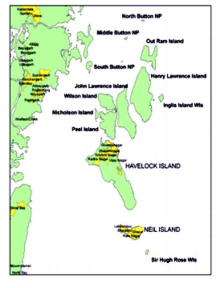 Baratang Island and South Andaman Island lie to the west across Diligent Strait. The active volcanoof Barren Island is about 75 km further to the east. The climate is wet tropical.