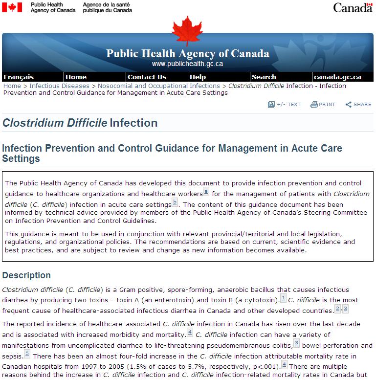 Clostridium Difficile Infection - Infection Prevention and Control Guidance for Management in