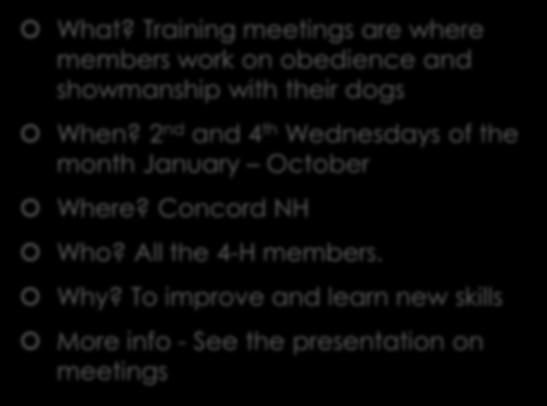 Training Meetings What?