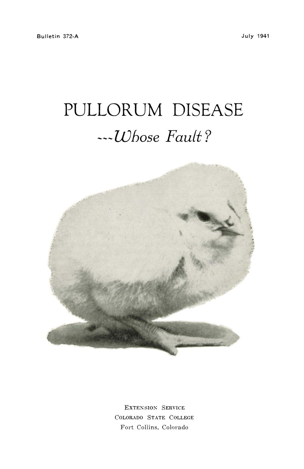 Bulletin 372-A July 1941 PULLORUM DISEASE ---Whose Fault?