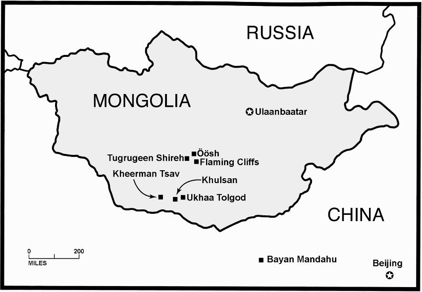 2 AMERICAN MUSEUM NOVITATES NO. 3557 Fig. 1. Map of Mongolia showing geographical relationship of the Öösh locality to other Gobi fossil localities. Jehol group of northeastern China.