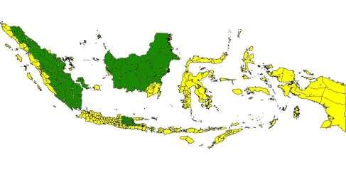 Figure 1. Distribution range of N. platynota in Indonesia (shown in green) based on available museum records and literature (CITES MA and SA of Indonesia in litt. to UNEP-WCMC, 2017).