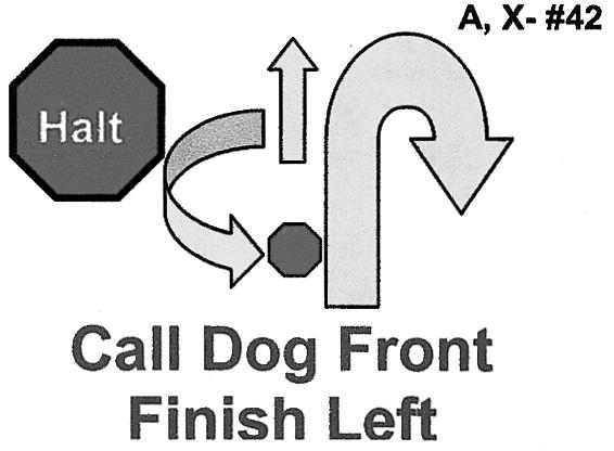 110. HALT Call Dog Front Finish Right Handler halts and dog sits.