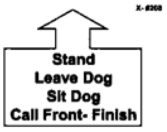207. Stand While Heeling While moving forward, without pause or hesitation, the handler will command and/or signal the dog to stand and stay as the handler continues forward about 6 feet to the Call