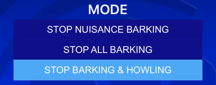 STOP NUISANCE BARKING mode stops normal