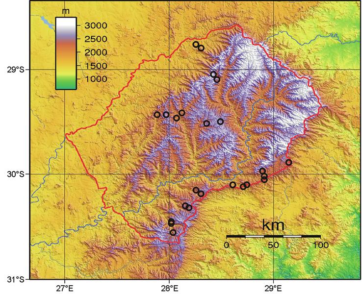 WESOŁOWSKA & HADDAD: THE JUMPING SPIDERS OF LESOTHO 231 Fig. 1. Topographical map of Lesotho and surrounding areas of South Africa.