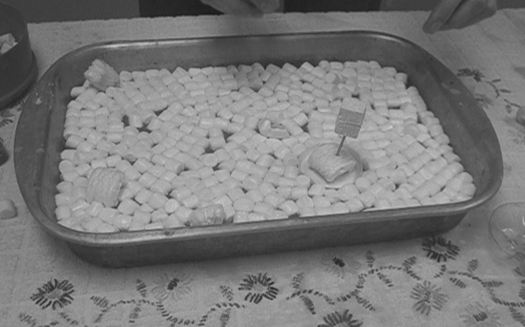 What to do: Pour at least an inch of water into the tray. Dump in marshmallows until they cover most of the surface of the water. Add your representations of lipid rafts and membranebound proteins.