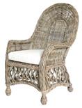 ARM CHAIR ISM-14050 MAHOGANY - RUSTIC OLD GREY WICKER 4MM - WHITE WASH