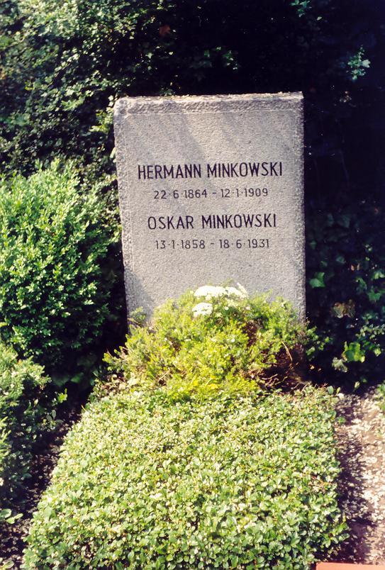 Tomb of Oskar and Hermann Minkowski Oskar Minkowski s widow had to leave Germany due to the Nazi terror against Jewish people.