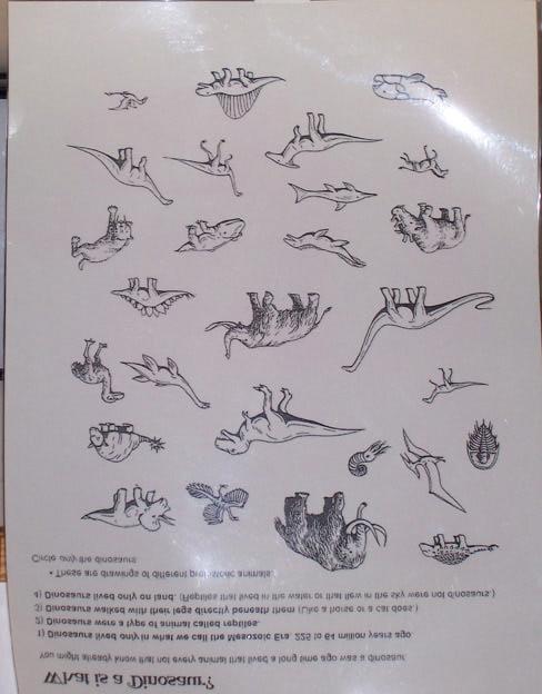 What is a Dinosaur? Activity: Description: Blown up poster with both dinosaurs and non-dinosaurs on it.