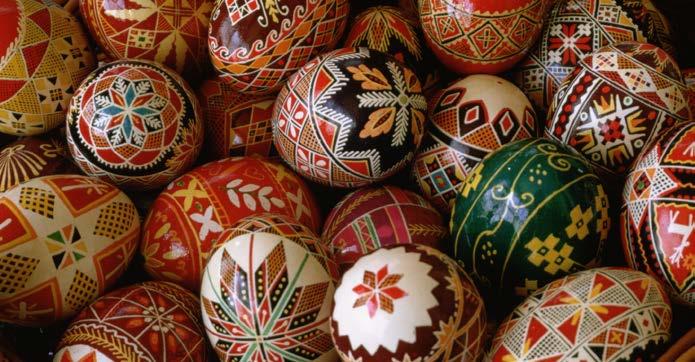 The eggs have colorful decorations.