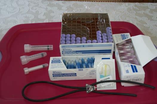 Blood Collection Supplies Syringes - 12cc, 6cc, 3cc - 6cc is the most useful if you only bring